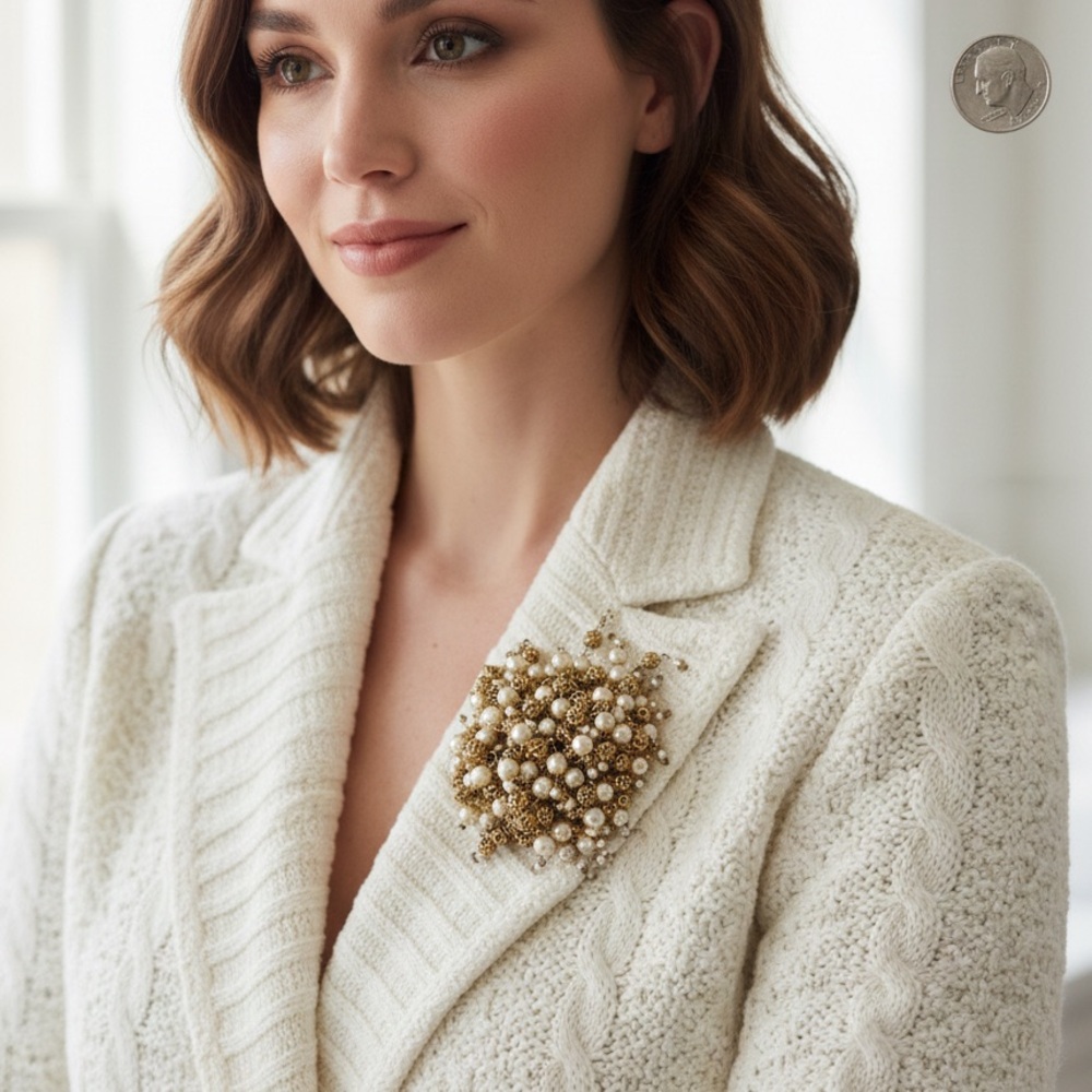 LEE ANGEL by Roxanne Assoulin Vintage Style Pearl Statement Pin